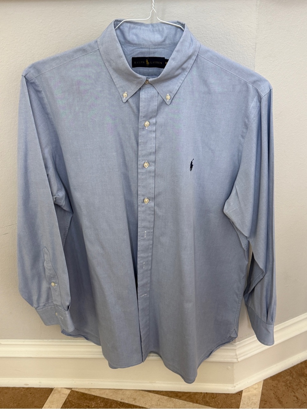 Ralph Lauren Pale Blue Oxford Button-Up Shirt with Polo Patch